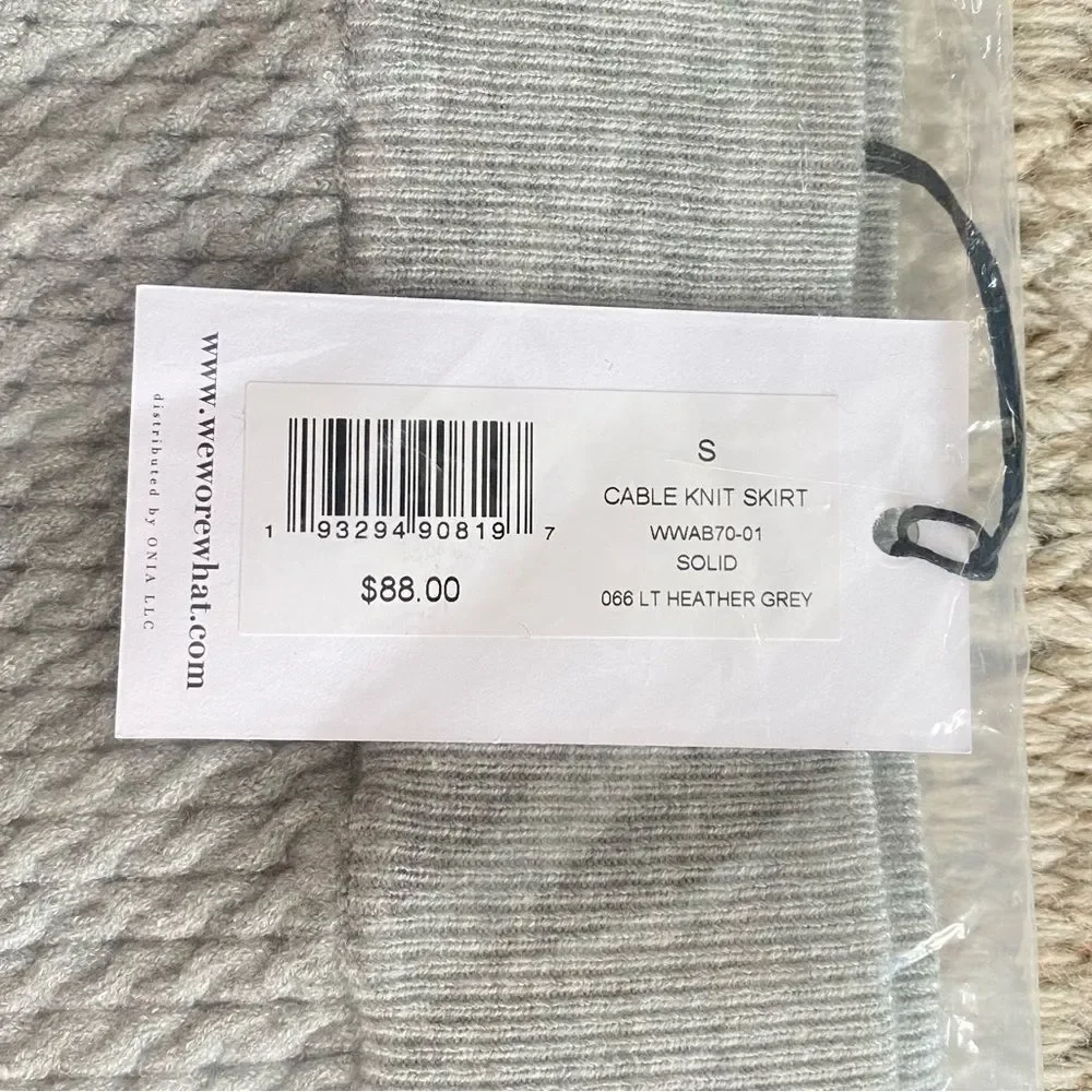 WeWoreWhat Cable Knit Mini Skirt in Light Heather Grey Size Small NWT